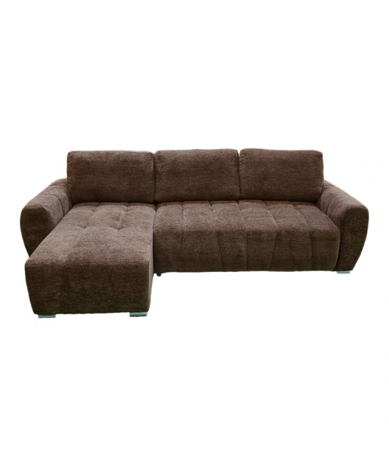 Γωνιακός αναστρέψιμος καναπές-κρεβάτι Vivad pakoworld ύφασμα σε απόχρωση σκούρο καφέ 275x164x91εκ