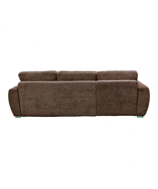 Γωνιακός αναστρέψιμος καναπές-κρεβάτι Vivad pakoworld ύφασμα σε απόχρωση σκούρο καφέ 275x164x91εκ