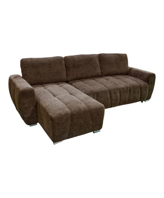 Γωνιακός αναστρέψιμος καναπές-κρεβάτι Vivad pakoworld ύφασμα σε απόχρωση σκούρο καφέ 275x164x91εκ