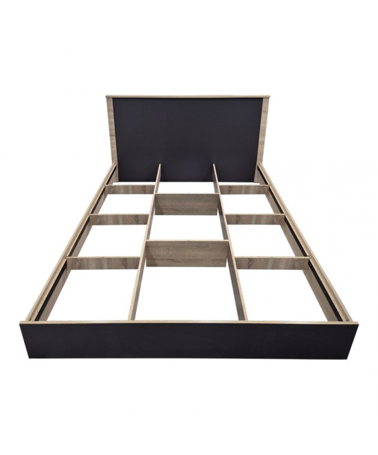 Κρεβάτι Athos pakoworld σε sonoma-ανθρακί απόχρωση 160x200εκ