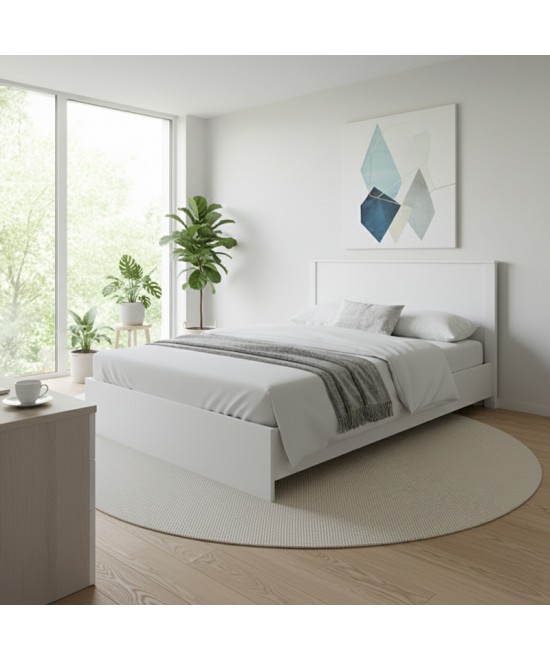 Κρεβάτι Athos pakoworld σε λευκή απόχρωση 140x200εκ