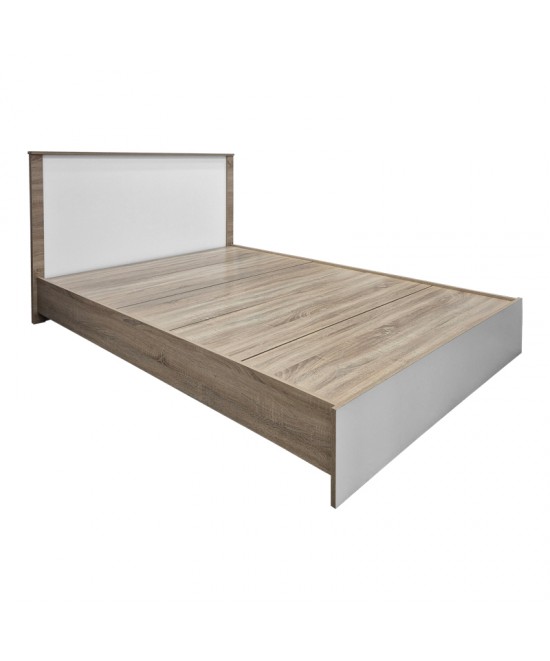 Κρεβάτι Athos pakoworld σε sonoma-λευκή απόχρωση 140x200εκ