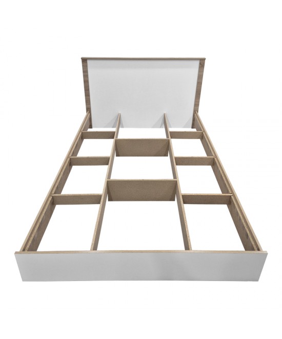 Κρεβάτι Athos pakoworld σε sonoma-λευκή απόχρωση 140x200εκ