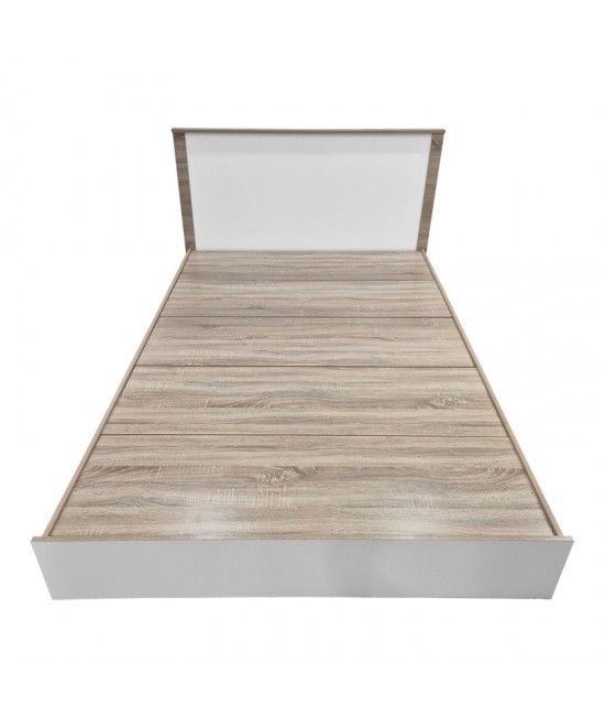 Κρεβάτι Athos pakoworld σε sonoma-λευκή απόχρωση 140x200εκ