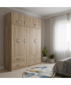 Ντουλάπα πεντάφυλλη με πατάρι Lego pakoworld sonoma 170x42x240εκ