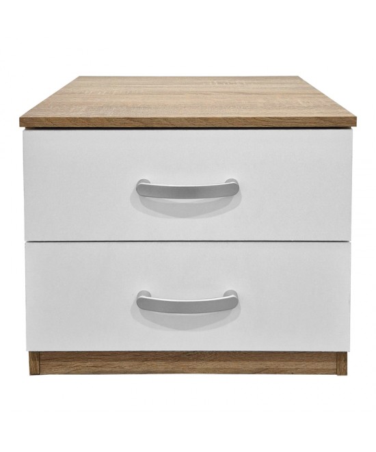 Κομοδίνο Athos pakoworld σε sonoma-λευκή απόχρωση 48x40x41.5εκ