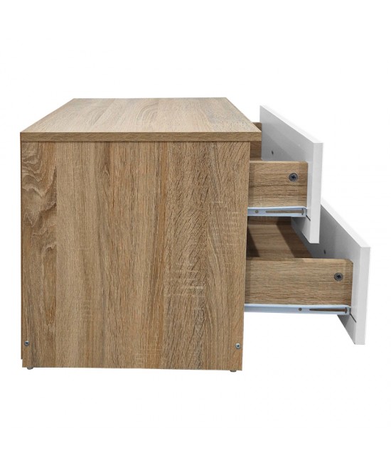 Κομοδίνο Athos pakoworld σε sonoma-λευκή απόχρωση 48x40x41.5εκ