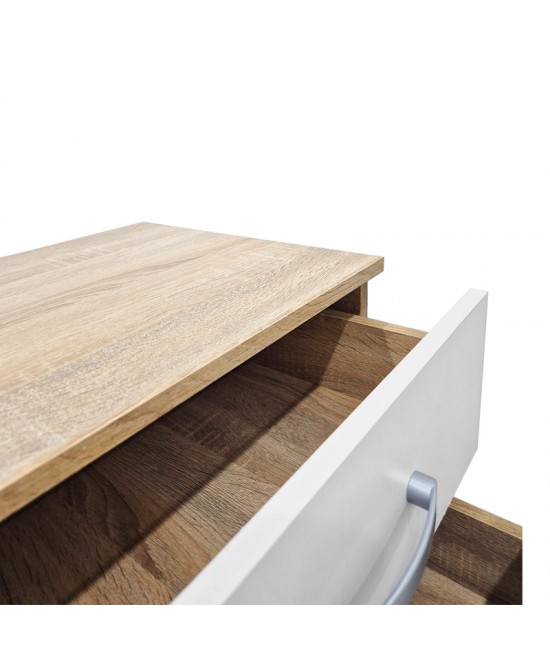 Κομοδίνο Athos pakoworld σε sonoma-λευκή απόχρωση 48x40x41.5εκ Κομοδίνο Athos pakoworld σε sonoma-λευκή απόχρωση 48x40x41.5εκ