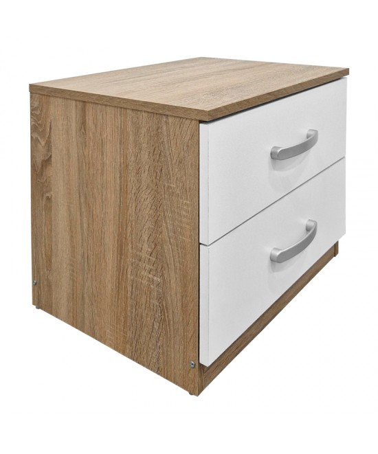 Κομοδίνο Athos pakoworld σε sonoma-λευκή απόχρωση 48x40x41.5εκ