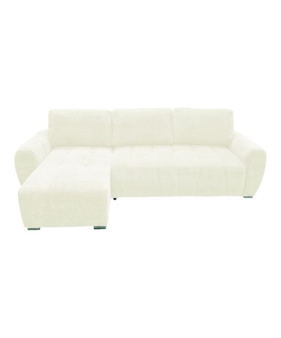 Γωνιακός αναστρέψιμος καναπές-κρεβάτι Vivad pakoworld ύφασμα σε μπεζ απόχρωση 275x164x91εκ