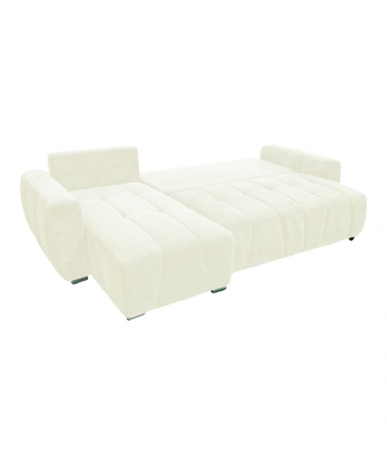 Γωνιακός αναστρέψιμος καναπές-κρεβάτι Vivad pakoworld ύφασμα σε μπεζ απόχρωση 275x164x91εκ