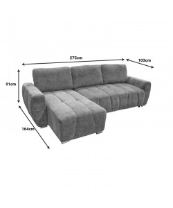 Γωνιακός αναστρέψιμος καναπές-κρεβάτι Vivad pakoworld ύφασμα σε μπεζ απόχρωση 275x164x91εκ