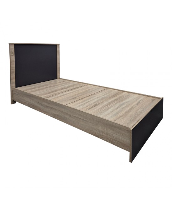 Κρεβάτι Athos pakoworld σε sonoma-ανθρακί απόχρωση 90x190εκ