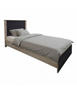 Κρεβάτι Athos pakoworld σε sonoma-ανθρακί απόχρωση 90x190εκ