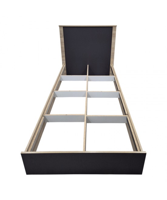 Κρεβάτι Athos pakoworld σε sonoma-ανθρακί απόχρωση 90x190εκ