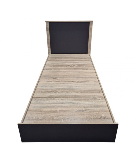 Κρεβάτι Athos pakoworld σε sonoma-ανθρακί απόχρωση 90x190εκ