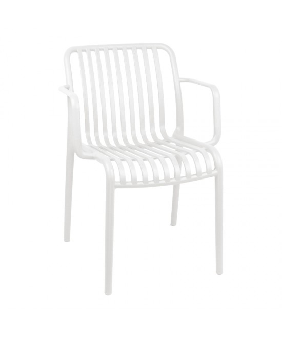 Πολυθρόνα Zoi pakoworld pp σε λευκή απόχρωση 55.5x57.5x79εκ