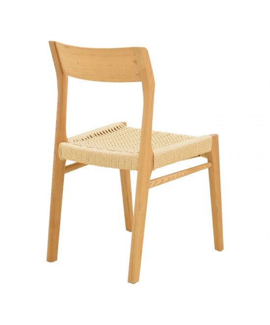 Καρέκλα Karlinda pakoworld ξύλο οξιάς-έδρα σχοινί σε φυσική απόχρωση 47.5x55x81εκ
