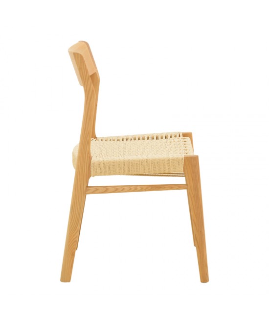 Καρέκλα Karlinda pakoworld ξύλο οξιάς-έδρα σχοινί σε φυσική απόχρωση 47.5x55x81εκ