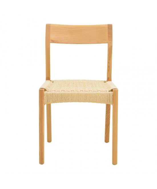 Καρέκλα Karlinda pakoworld ξύλο οξιάς-έδρα σχοινί σε φυσική απόχρωση 47.5x55x81εκ