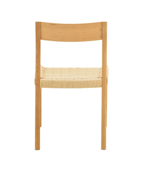 Καρέκλα Karlinda pakoworld ξύλο οξιάς-έδρα σχοινί σε φυσική απόχρωση 47.5x55x81εκ