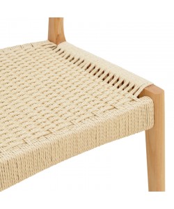 Καρέκλα Karlinda pakoworld ξύλο οξιάς-έδρα σχοινί σε φυσική απόχρωση 47.5x55x81εκ