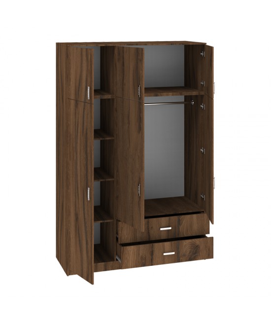 Ντουλάπα τρίφυλλη με συρτάρια Royal pakoworld καρυδι-oak 150x58x230εκ Ντουλάπα τρίφυλλη με συρτάρια Royal pakoworld καρυδι-oak 150x58x230εκ