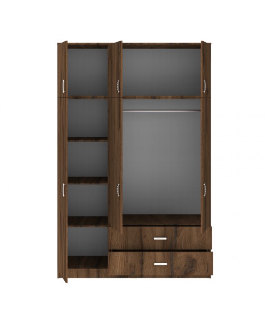 Ντουλάπα τρίφυλλη με συρτάρια Royal pakoworld καρυδι-oak 150x58x230εκ Ντουλάπα τρίφυλλη με συρτάρια Royal pakoworld καρυδι-oak 150x58x230εκ