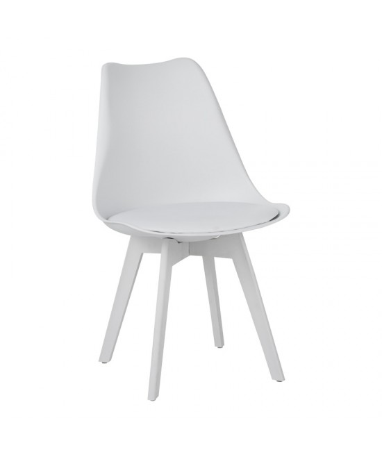 Τραπεζαρία με Καρέκλες Gaston λευκό και Τραπέζι Natali λευκό 80x80x76εκ Σετ 5τεμ