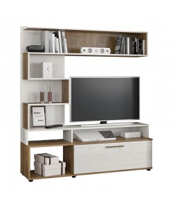 Σύνθετο σαλονιού Jasper pakoworld καρυδί-αντικέ λευκό 151.5x37.5x169.5εκ