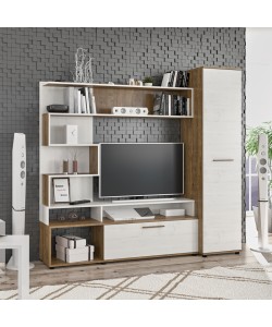 Σύνθετο σαλονιού Jasper pakoworld καρυδί-αντικέ λευκό 151.5x37.5x169.5εκ