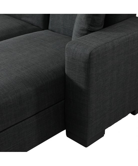 Γωνιακός καναπές-κρεβάτι αναστρέψιμος Dumma pakoworld ύφασμα ανθρακί 226x148x86εκ Γωνιακός καναπές-κρεβάτι αναστρέψιμος Dumma pakoworld ύφασμα ανθρακί 226x148x86εκ