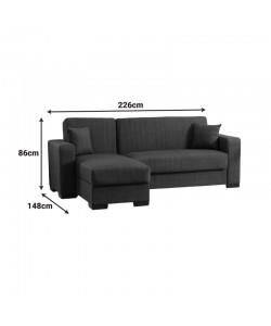 Γωνιακός καναπές-κρεβάτι αναστρέψιμος Dumma pakoworld ύφασμα ανθρακί 226x148x86εκ