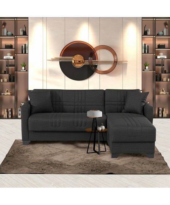 Γωνιακός καναπές-κρεβάτι αναστρέψιμος Stashio pakoworld ύφασμα ανθρακί 202x143x84εκ Γωνιακός καναπές-κρεβάτι αναστρέψιμος Stashio pakoworld ύφασμα ανθρακί 202x143x84εκ