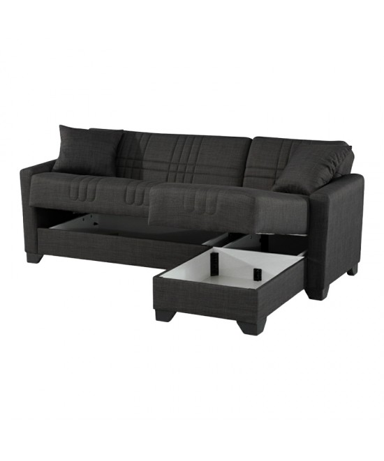 Γωνιακός καναπές-κρεβάτι αναστρέψιμος Stashio pakoworld ύφασμα ανθρακί 202x143x84εκ Γωνιακός καναπές-κρεβάτι αναστρέψιμος Stashio pakoworld ύφασμα ανθρακί 202x143x84εκ
