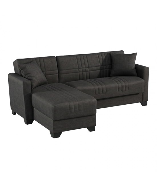 Γωνιακός καναπές-κρεβάτι αναστρέψιμος Stashio pakoworld ύφασμα ανθρακί 202x143x84εκ Γωνιακός καναπές-κρεβάτι αναστρέψιμος Stashio pakoworld ύφασμα ανθρακί 202x143x84εκ