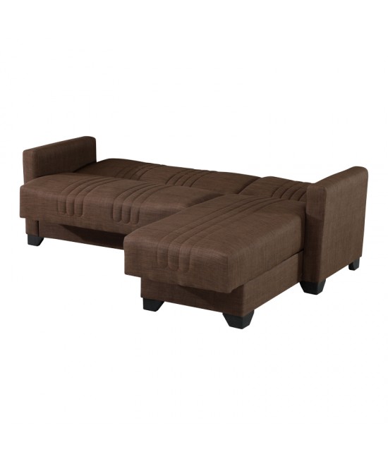 Γωνιακός καναπές-κρεβάτι αναστρέψιμος Stashio pakoworld ύφασμα καφε 202x143x84εκ Γωνιακός καναπές-κρεβάτι αναστρέψιμος Stashio pakoworld ύφασμα καφε 202x143x84εκ