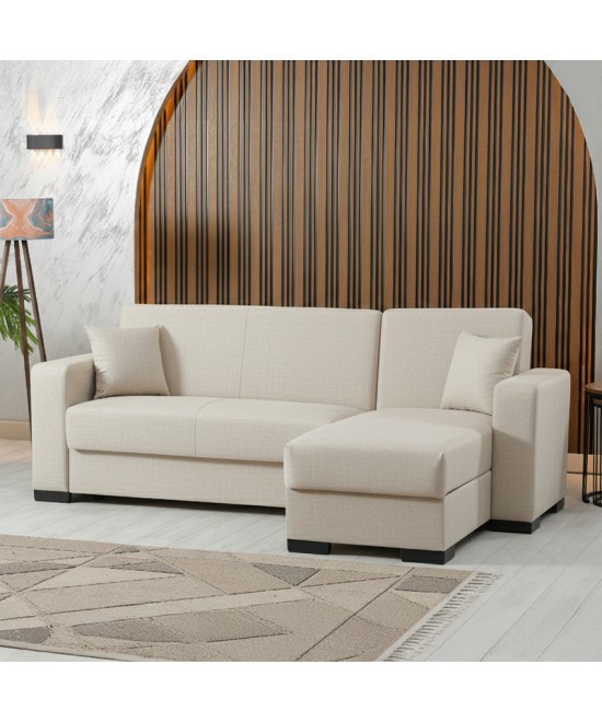 Γωνιακός καναπές-κρεβάτι αναστρέψιμος Dumma pakoworld ύφασμα κρεμ 226x148x86εκ Γωνιακός καναπές-κρεβάτι αναστρέψιμος Dumma pakoworld ύφασμα κρεμ 226x148x86εκ