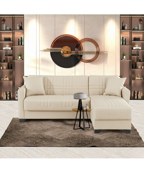 Γωνιακός καναπές-κρεβάτι αναστρέψιμος Stashio pakoworld ύφασμα κρεμ 202x143x84εκ Γωνιακός καναπές-κρεβάτι αναστρέψιμος Stashio pakoworld ύφασμα κρεμ 202x143x84εκ