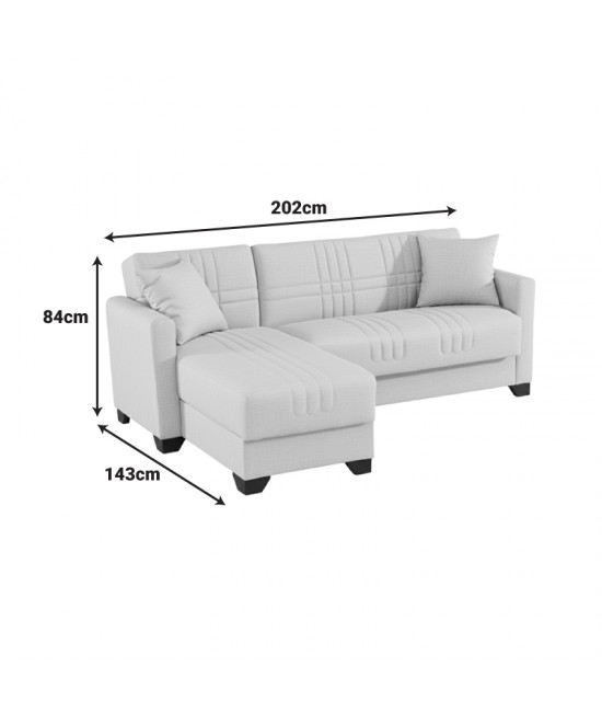 Γωνιακός καναπές-κρεβάτι αναστρέψιμος Stashio pakoworld ύφασμα κρεμ 202x143x84εκ Γωνιακός καναπές-κρεβάτι αναστρέψιμος Stashio pakoworld ύφασμα κρεμ 202x143x84εκ