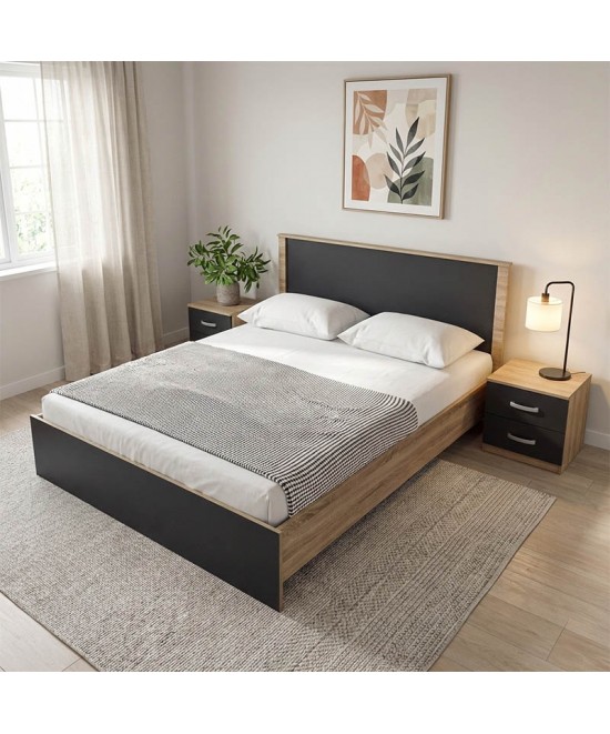 Σετ Κρεβατοκάμαρας Athos Sonoma Ανθρακί με Κρεβάτι 160x200εκ Σετ 3τεμ