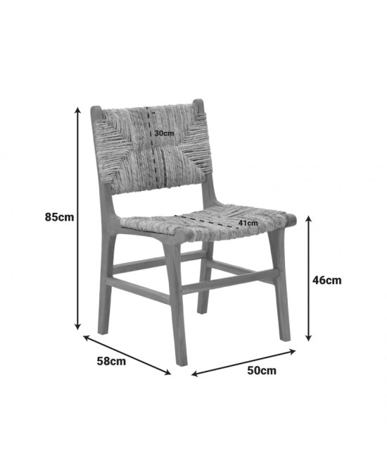 Καρέκλα Refane pakoworld σκελετός teak ξύλο με ψάθα σε φυσική απόχρωση 50x58x85εκ