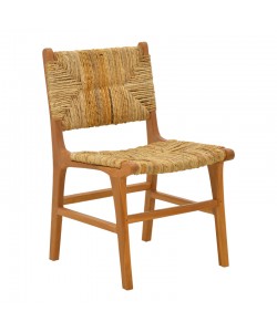 Καρέκλα Refane pakoworld σκελετός teak ξύλο με ψάθα σε φυσική απόχρωση 50x58x85εκ