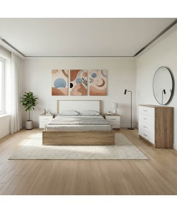 Σετ Κρεβατοκάμαρας Athos Sonoma Λευκό με Κρεβάτι 160x200εκ Σετ 4τεμ