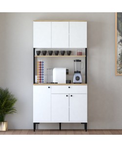 Ντουλάπια κουζίνας Lenner pakoworld λευκό-sonoma 90x45x184εκ
