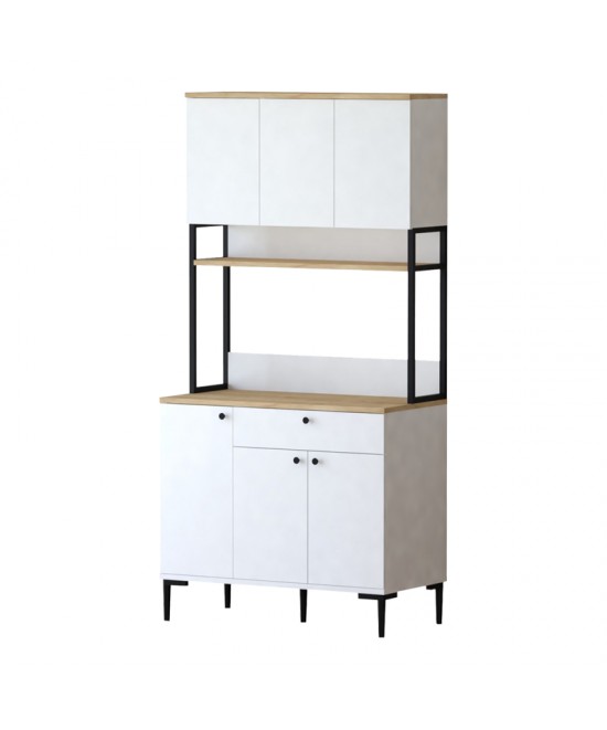 Ντουλάπια κουζίνας Lenner pakoworld λευκό-sonoma 90x45x184εκ
