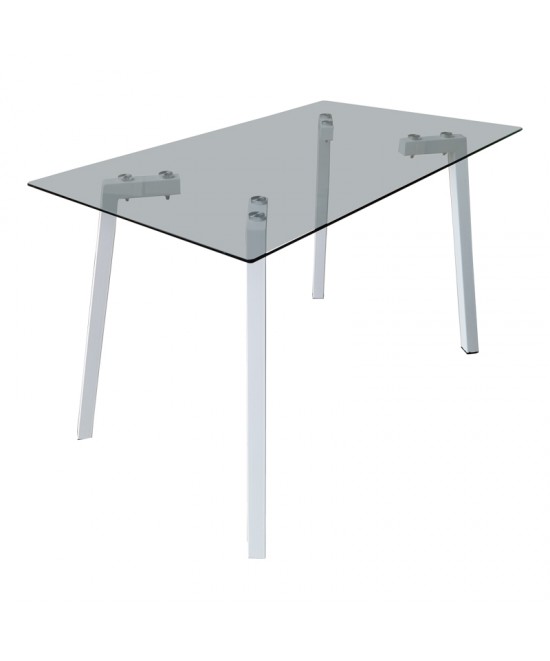 Τραπεζαρία με Καρέκλες Ariadne Λευκό και Τραπέζι Titta γυαλί 120x70x75εκ Σετ 5τεμ