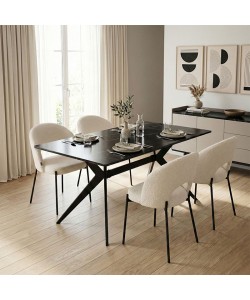 Τραπεζαρία με Καρέκλες Masebo Λευκό και Τραπέζι Ezali Μαύρο 140x80x75εκ Σετ 5τεμ