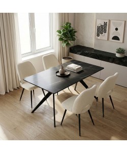 Τραπεζαρία με Καρέκλες Renish Λευκό και Τραπέζι Ezali Μαύρο 140x80x75εκ Σετ 5τεμ