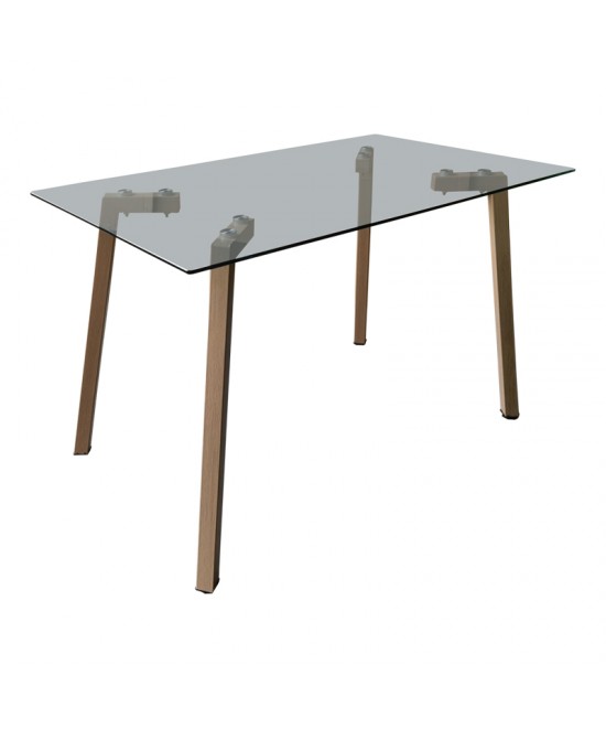 Τραπεζαρία με Καρέκλες Jelour Σάπιο Μήλο και Τραπέζι Titta Γυαλί 120x70x75εκ Σετ 5τεμ